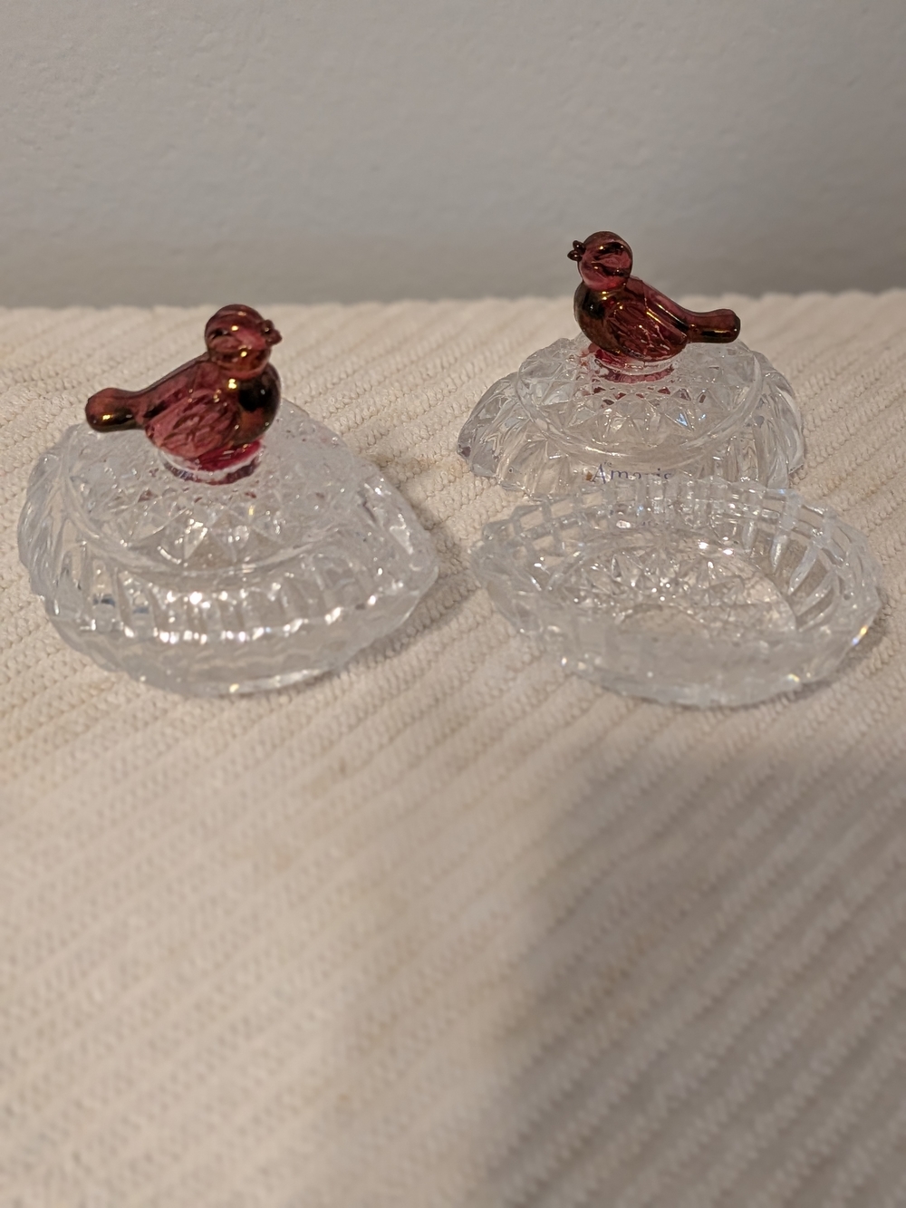 2 Hofbauer Byrdes Crystal Cut Glass Trinket Dishes